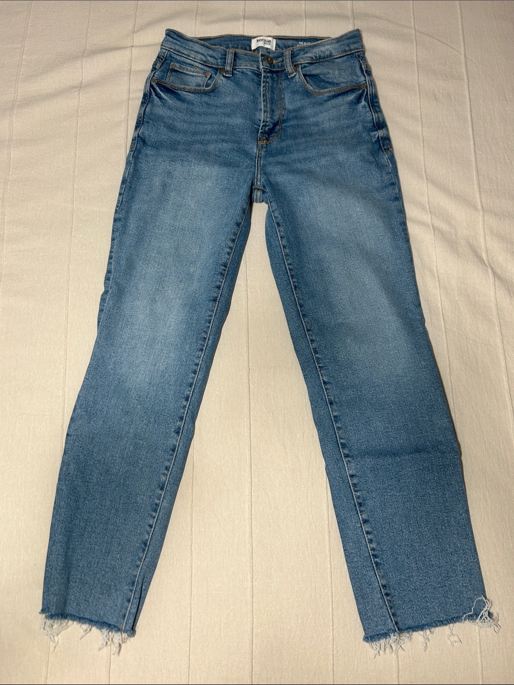 Kensie Jeans The Allie High Rise Slim Straight Raw Hem Denim Size 4 / 27